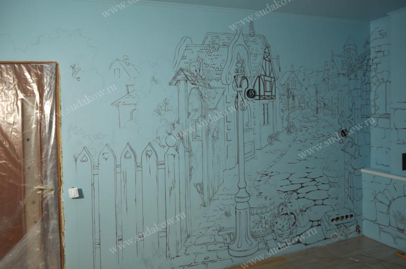 рисунок росписи стен в детской