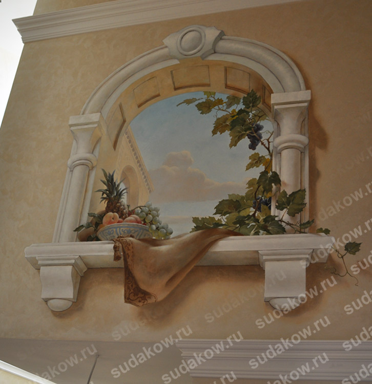 Имитация окна на стене роспись обманка