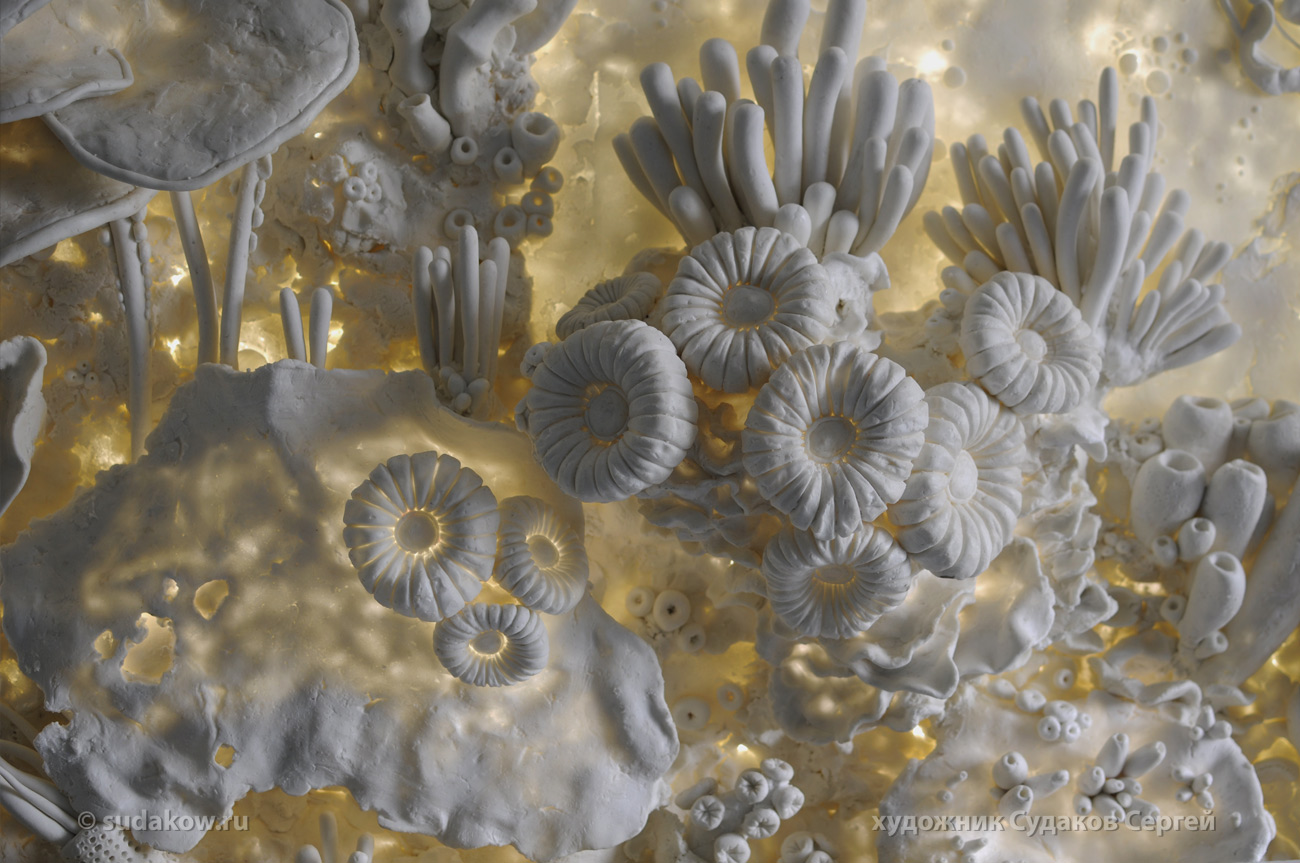 барельеф кораллы с подсветкой изнутри